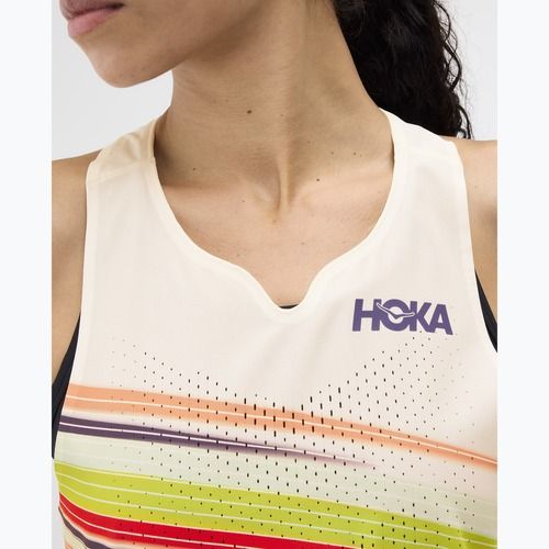 Tricou de alergare pentru femei HOKA Race Day Singlet alabaster flare