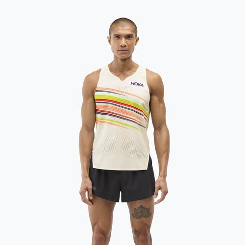 Tricou de alergare pentru bărbați HOKA Race Day Singlet alabaster flare