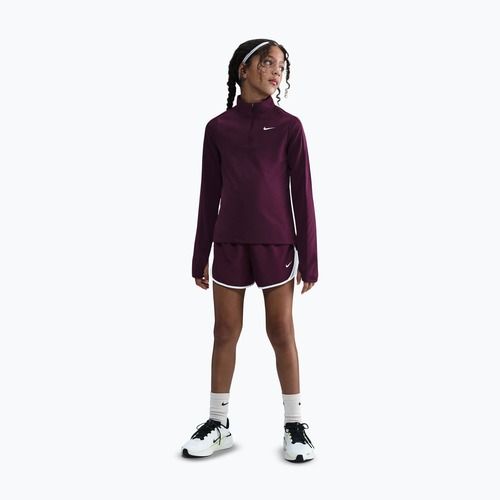 Bluză cu mânecă lungă de antrenament pentru copii Nike Dri-Fit 1/4 Zip bordeaux/white
