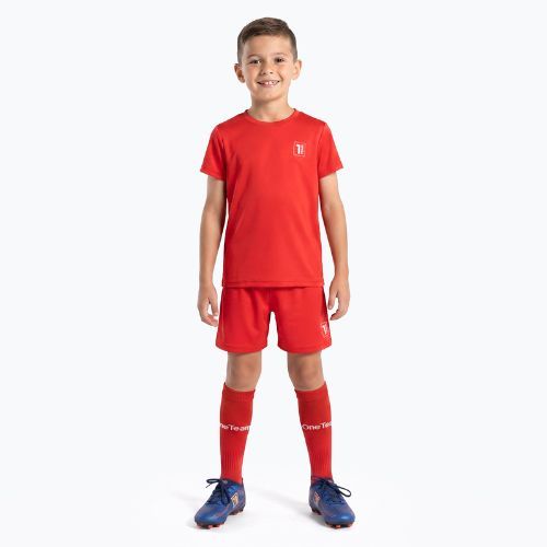 Set fotbal pentru copii OneTeam Precision Set tricou și pantaloni scurți roșu
