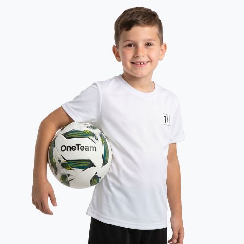 Set fotbal pentru copii OneTeam Precision Set tricou și pantaloni scurți alb