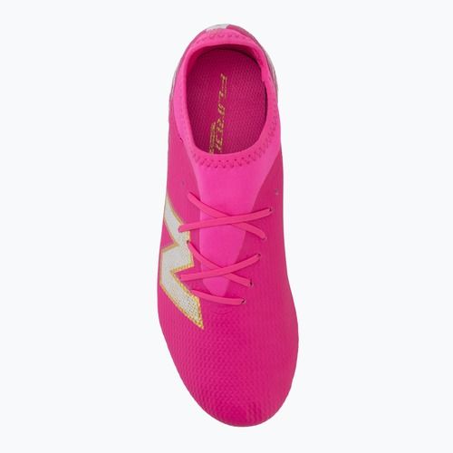 Încălțăminte de fotbal pentru copii New Balance Furon Team V8 FG pink heat/sea salt/gold metallic