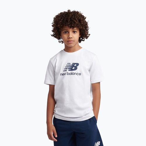 Set pentru copii New Balance Stacked Logo Tee & FT Short nb bright white