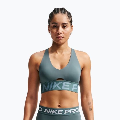 Sutien de antrenament Nike Pro Sculpt Medium Support mineral slate/denim turquoise/white