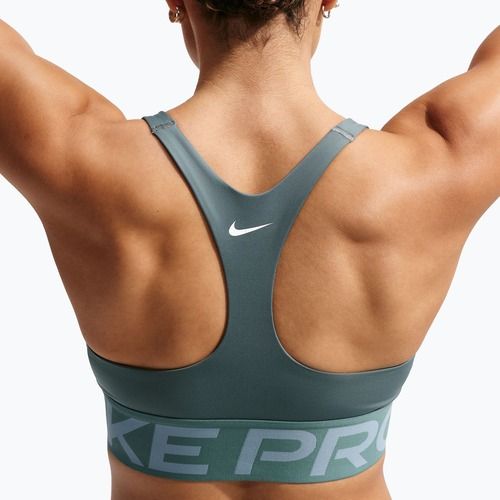 Sutien de antrenament Nike Pro Sculpt Medium Support mineral slate/denim turquoise/white
