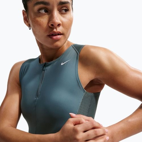 Tricou de antrenament pentru femei Nike Pro Dri-Fit mineral slate/faded spruce/white