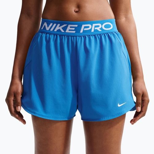 Pantaloni scurți de antrenament pentru femei Nike Pro 2in1 light photo blue/white