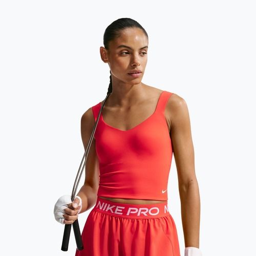 Tricou de antrenament pentru femei Nike Pro Sculpt Medium Support Padded Tank light crimson/white
