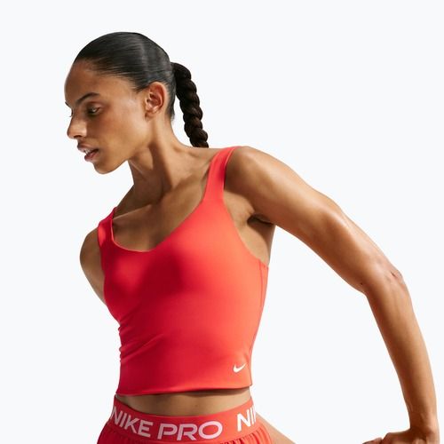 Tricou de antrenament pentru femei Nike Pro Sculpt Medium Support Padded Tank light crimson/white