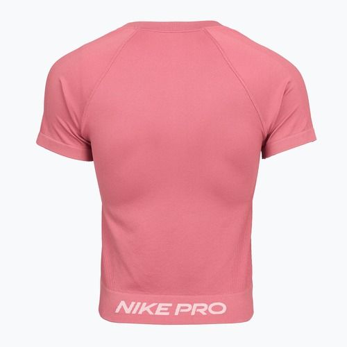 Tricou de antrenament pentru femei Nike Pro Seamless Dri-Fit peony/white