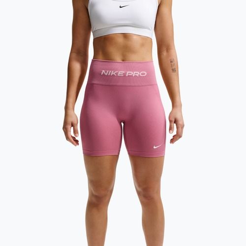 Pantaloni scurți de antrenament pentru femei Nike Pro Seamless High Waisted Biker 5" peony/white
