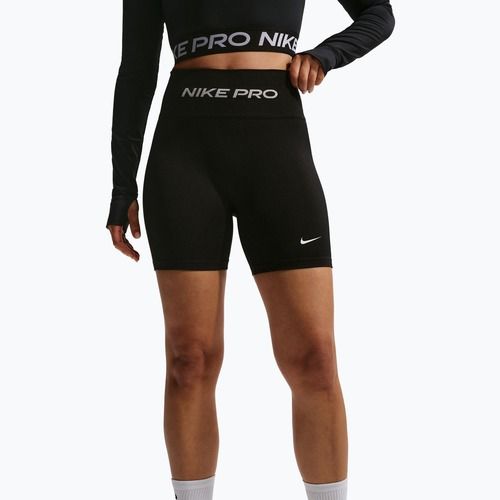 Pantaloni scurți de antrenament pentru femei Nike Pro Seamless High Waisted Biker 5" black/white
