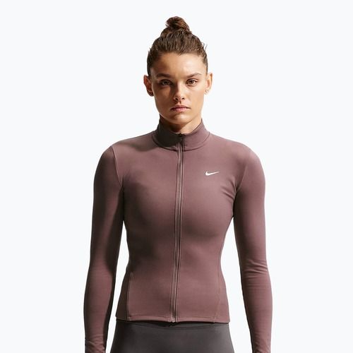 Bluză de antrenament pentru femei Nike One Fitted Dri-Fit Full-Zip burgundy tattoo/white