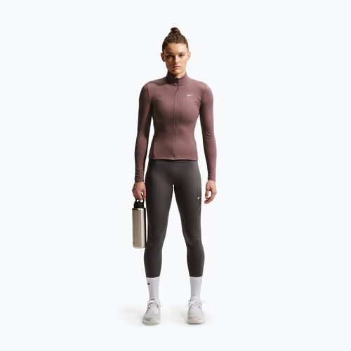 Bluză de antrenament pentru femei Nike One Fitted Dri-Fit Full-Zip burgundy tattoo/white