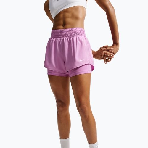 Pantaloni scurți de alergare pentru femei Nike One Dri-FIT 2IN1 light magenta/white