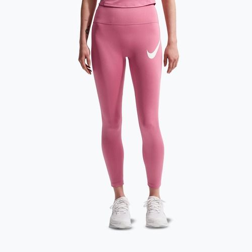 Colanți de alergare pentru femei Nike Tempo Swoosh Run High-Waisted 7/8 peony/white