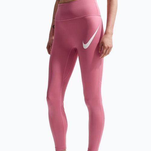 Colanți de alergare pentru femei Nike Tempo Swoosh Run High-Waisted 7/8 peony/white