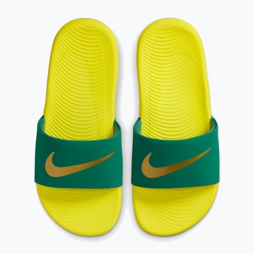 Șlapi pentru copii Nike Coffee malachite/sonic yellow/metallic gold