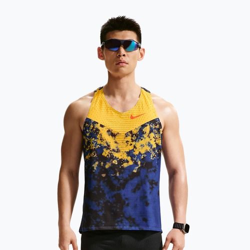 Tricou de alergare pentru bărbați Nike AeroSwift Dri-Fit ADV Singlet citron pulse/lapis/bright crimson