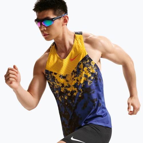Tricou de alergare pentru bărbați Nike AeroSwift Dri-Fit ADV Singlet citron pulse/lapis/bright crimson