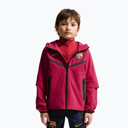 Geacă de fotbal pentru copii Nike FC Barcelona Tech Full Zip noble red/black/mineral yellow