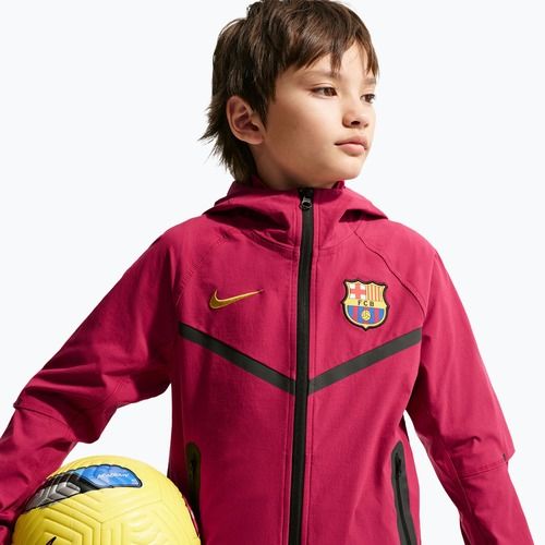 Geacă de fotbal pentru copii Nike FC Barcelona Tech Full Zip noble red/black/mineral yellow