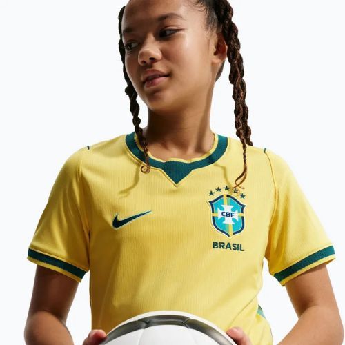 Tricou de fotbal pentru copii Nike Brazil 2026 Stadium Home Soccer Replica canary/light menta/geode teal