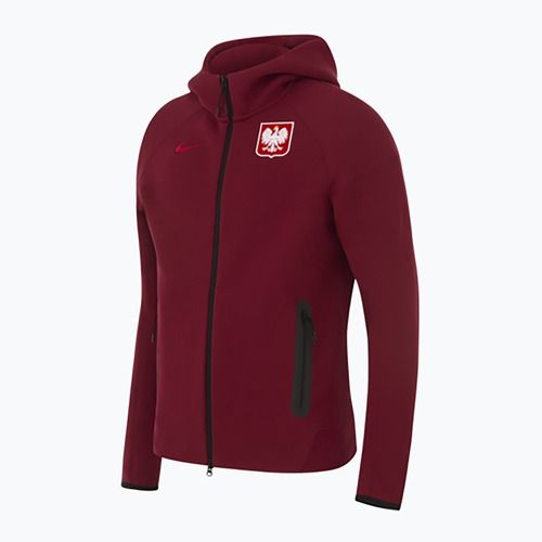 Bluză de fotbal pentru bărbați Nike Tech Fleece Poland Full Zip Hoodie team red