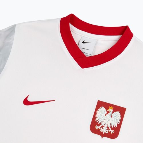 Tricou de fotbal pentru copii Nike Dri-Fit Poland Home 2026 white/field silver