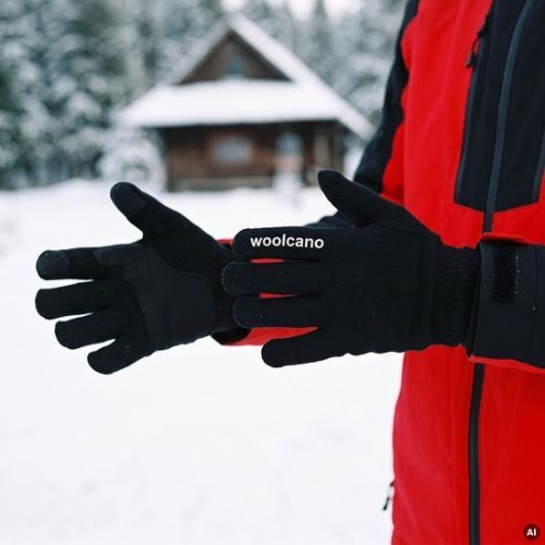 Mănuși Woolcano GLV1106 Czarny