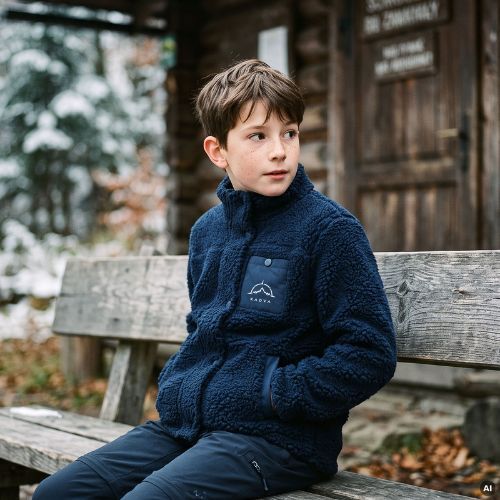 Hanorac fleece pentru copii KADVA Rodvik JR albastru închis