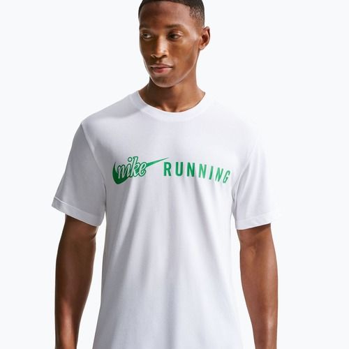 Tricou de alergare pentru bărbați Nike Dri-Fit Running T-Shirt white/green spark