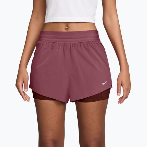 Pantaloni scurți de alergare pentru femei Nike Swift Mid-Rise 2in1 pink smoke/mystic dates