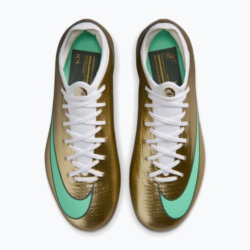 Încălțăminte de fotbal pentru copii Nike Jr. Vapor 17 Pro "Kylian Mbappé" Metallic Gold/Green Glow