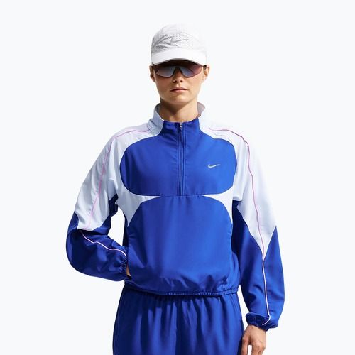 Geacă de alergare pentru femei Nike Tempo Dri-FIT 1/2-Zip old royal/football grey/pink rise