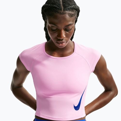Tricou de alergare pentru femei Nike Tempo Swoosh Run Dri-Fit pink rise/pink rise/old royal