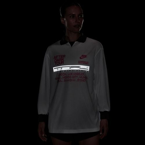 Longsleeve de alergare pentru femei Nike After Dark Tour white/anthracite