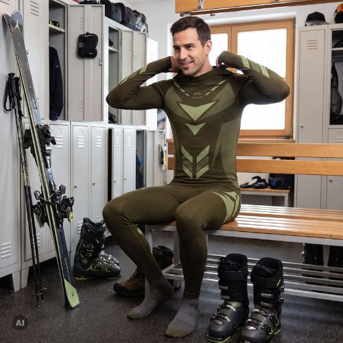 Set de lenjerie termoactivă pentru bărbați KADVA Alpinestep Thermo SH Light Plus Set Green
