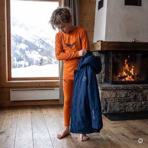 Zestaw bielizny termoaktywnej dla dzieci KADVA ALPINESTEP THERMO LIGHT PLUS JR SET pomarańczowy