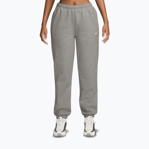 Pantaloni pentru femei Nike Studio Fleece dark grey heather/sail