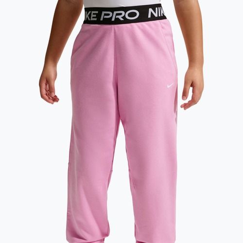 Pantaloni pentru copii Nike Pro Fleece pink rise/pink rise/black/white