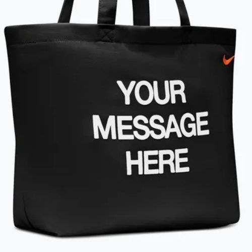 Geantă Nike Heritage "Your Message Here" Tote 22 l black/white/safety orange