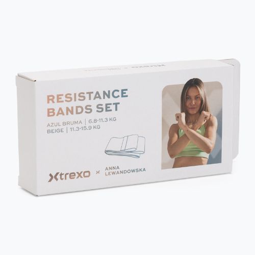 Set de benzi pentru antrenament antrenament XTREXO x Anna Lewandowska bands Beige/Azul Bruma