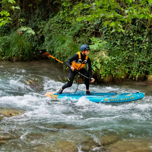 Placă SUP Aqua Marina Rapid - White water iSUP, 2.89m/15cm, cu leash de râu albastră BT-22RP