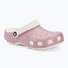 Șlapi pentru copii Crocs Classic Glitter Clog alb/curcubeu pentru copii