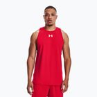 Tricou de baschet pentru bărbați Under Armour Baseline Cotton Tank red/white/white