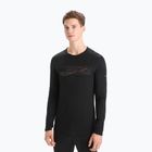 Bărbați Icebreaker 200 Oasis Crewe Ski Stripes tricou termic negru