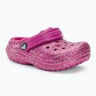Crocs Classic Lined Glitter Clog fuchsia fun/multi flip-flops pentru copii