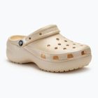 Papuci pentru femei  Crocs Classic Shimmer Platform Clog vanilla