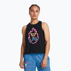 Under Armour Project Rock Neon Flame Tank negru/negru, pentru femei, pentru antrenament